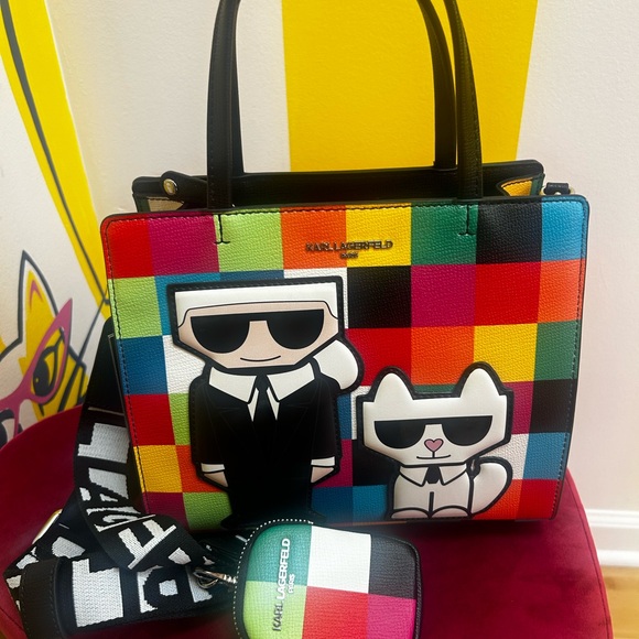 Karl Lagerfeld Maybelle Character Crossbody Bright Colorblock w/coin purse - Picture 10 of 10